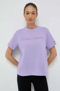 Bavlnené tričko Champion dámsky, fialová farba
