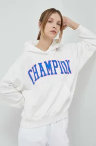 Mikina Champion dámska, béžová farba, s kapucňou, vzorovaná #8165452