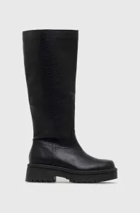 Kožené čižmy Charles Footwear Dora dámske, čierna farba, na plochom podpätku #8978960