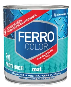 FERRO COLOR U 2066 MAT - Matná antikorózna farba 2v1 1999 - čierna 2,5 L
