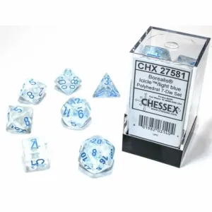 Chessex Sada kociek Chessex Borealis Polyhedral Icicle/Light blue Luminary 7-Die Set