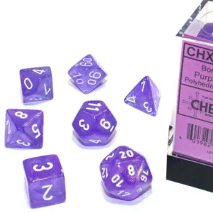 Chessex Sada kociek Chessex Borealis Polyhedral Purple/White Luminary 7-Die Set