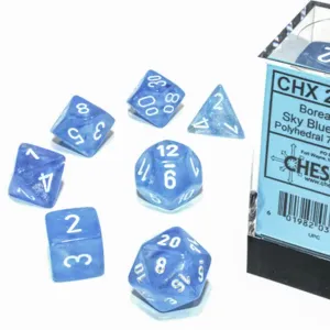 Chessex Sada kociek Chessex Borealis Polyhedral Sky Blue/White Luminary 7-Die Set