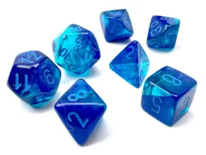 Chessex Sada kociek Chessex Gemini Blue-Blue/Light Blue Luminary Polyhedral 7-Die Set