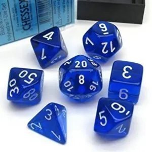 Chessex Sada kociek Chessex Gemini Translucent Blue/White Polyhedral 7-Die Set