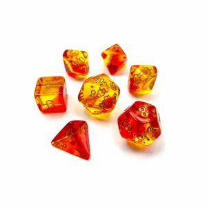 Chessex Sada kociek Chessex Gemini Translucent Red-Yellow/Gold Polyhedral 7-Die Set