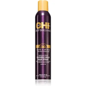CHI Deep Brilliance Olive & Monoi Flexible Hold Hair Spray vyživujúci lak na vlasy pre všetky typy vlasov 284 g