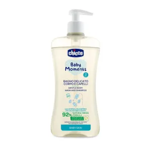CHICCO - Šampón jemný na vlasy a telo s dávkovačom Baby Moments 92 % prírodných zložiek 500 ml