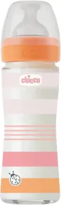 CHICCO - Fľaša dojčenská sklo Well-being silikón 240ml dievča