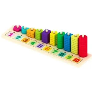 Drevená vkladačka s farebnými kockami s číslami