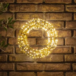 LED vianočný veniec, zlatý, 400 LED diód, Ø 30 cm