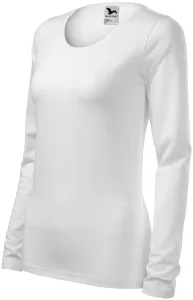 Dámske tričko priliehavé s dlhým rukávom, biela, 3XL