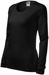 Dámske tričko priliehavé s dlhým rukávom, čierna, XL
