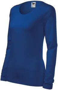 Dámske tričko priliehavé s dlhým rukávom, kráľovská modrá, XS