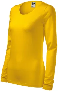 Dámske tričko priliehavé s dlhým rukávom, žltá, XS