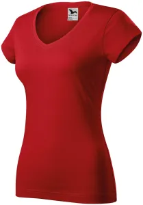 Dámske tričko s V-výstrihom zúžené, červená, M