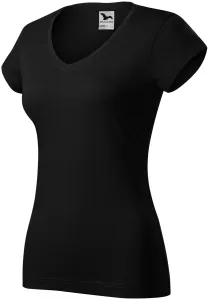Dámske tričko s V-výstrihom zúžené, čierna, S #4615036