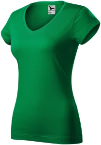 Dámske tričko s V-výstrihom zúžené, trávová zelená, XS #4615059