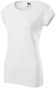 Dámske tričko s vyhrnutými rukávmi, biela, XS