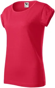 Dámske tričko s vyhrnutými rukávmi, červený melír, XS #4614938