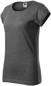 Dámske tričko s vyhrnutými rukávmi, čierny melír, XS