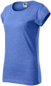 Dámske tričko s vyhrnutými rukávmi, modrý melír, L