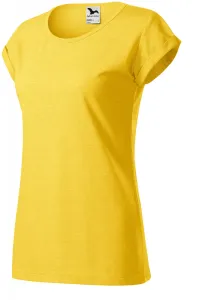 Dámske tričko s vyhrnutými rukávmi, žltý melír, S #4614921