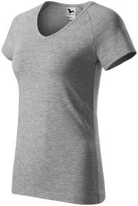 Dámske tričko zúžené, raglánový rukáv, tmavosivý melír, XS #4608477