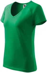 Dámske tričko zúžené, raglánový rukáv, trávová zelená, S