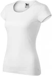Dámske tričko zúžené s okrúhlym výstrihom, biela, XS #4614956