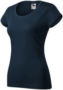 Dámske tričko zúžené s okrúhlym výstrihom, tmavomodrá, 2XL