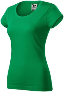 Dámske tričko zúžené s okrúhlym výstrihom, trávová zelená, S
