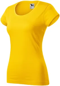 Dámske tričko zúžené s okrúhlym výstrihom, žltá, XS