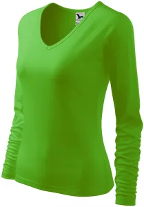 Dámske tričko zúžené, V-výstrih, jablkovo zelená, XS