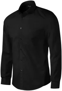 Pánska košeľa s dlhým rukávom slim fit, čierna, 2XL