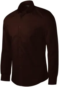 Pánska košeľa s dlhým rukávom slim fit, kávová, 2XL