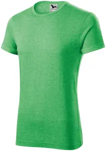 Pánske tričko s vyhrnutými rukávmi, zelený melír, L