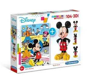 CLEMENTONI - puzzle Disney Mickey 104+3D