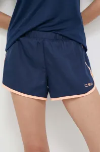 Športové krátke nohavice CMP Unlimitech dámske, tmavomodrá farba, s potlačou, stredne vysoký pás
