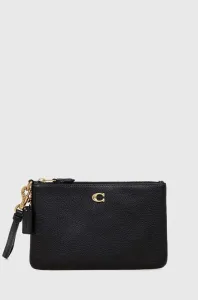 Kožená peňaženka Coach čierna farba
