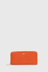 Kožená peňaženka Coach dámsky, oranžová farba