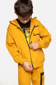 Detská bavlnená mikina Coccodrillo žltá farba, s kapucňou, jednofarebná #8749650