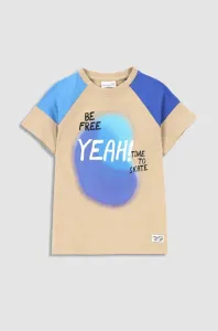 Detské bavlnené tričko Coccodrillo béžová farba, s potlačou #8919280