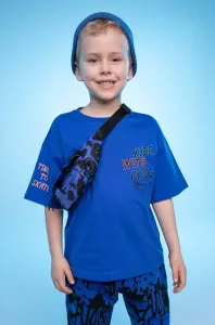Detské bavlnené tričko Coccodrillo tmavomodrá farba, s potlačou #8479005