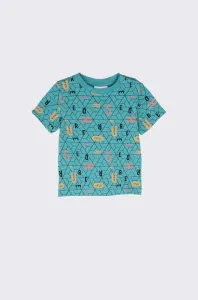 Detské bavlnené tričko Coccodrillo tyrkysová farba, s potlačou