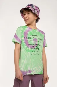 Detské bavlnené tričko Coccodrillo tyrkysová farba, vzorovaný #9152908