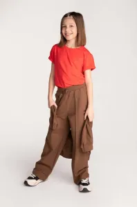 Detské nohavice Coccodrillo hnedá farba, jednofarebné #8919114