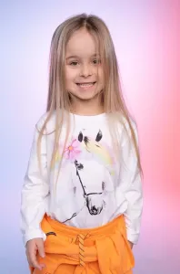 Detské tričko s dlhým rukávom Coccodrillo biela farba