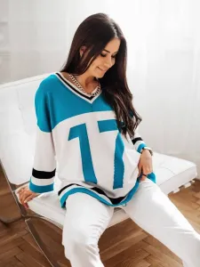 Turquoise-white sweater Cocomore cmgB160a.R01