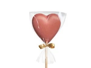 Čokoládové lízatko / zápich Srdce ružové - ruby čokoláda - Čokoládovna Janek
